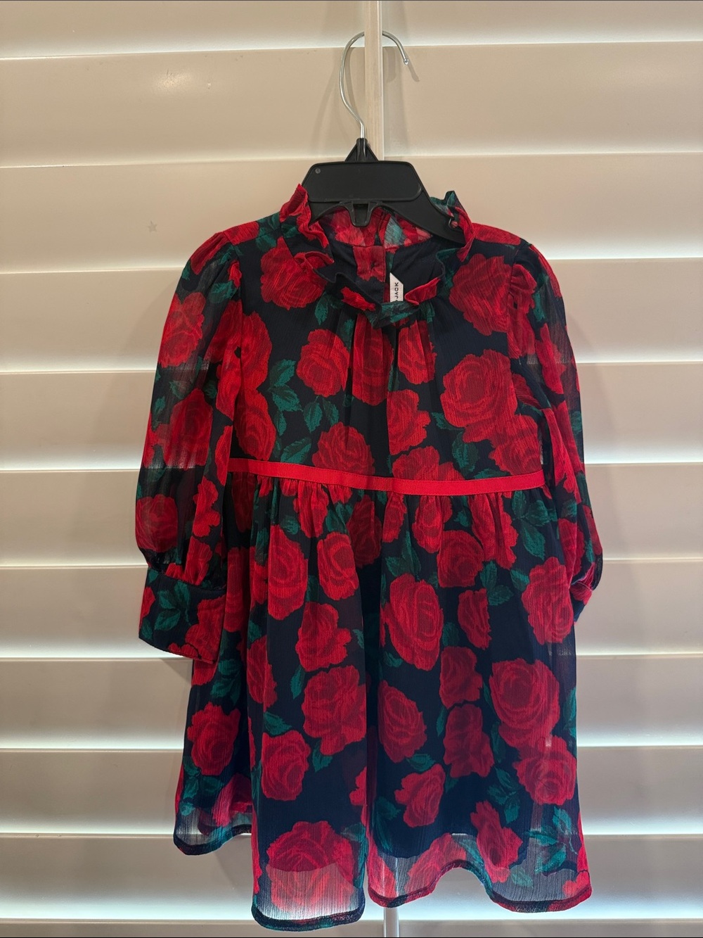 Holiday Girls' Red Rose Print Long-Sleeve Dress